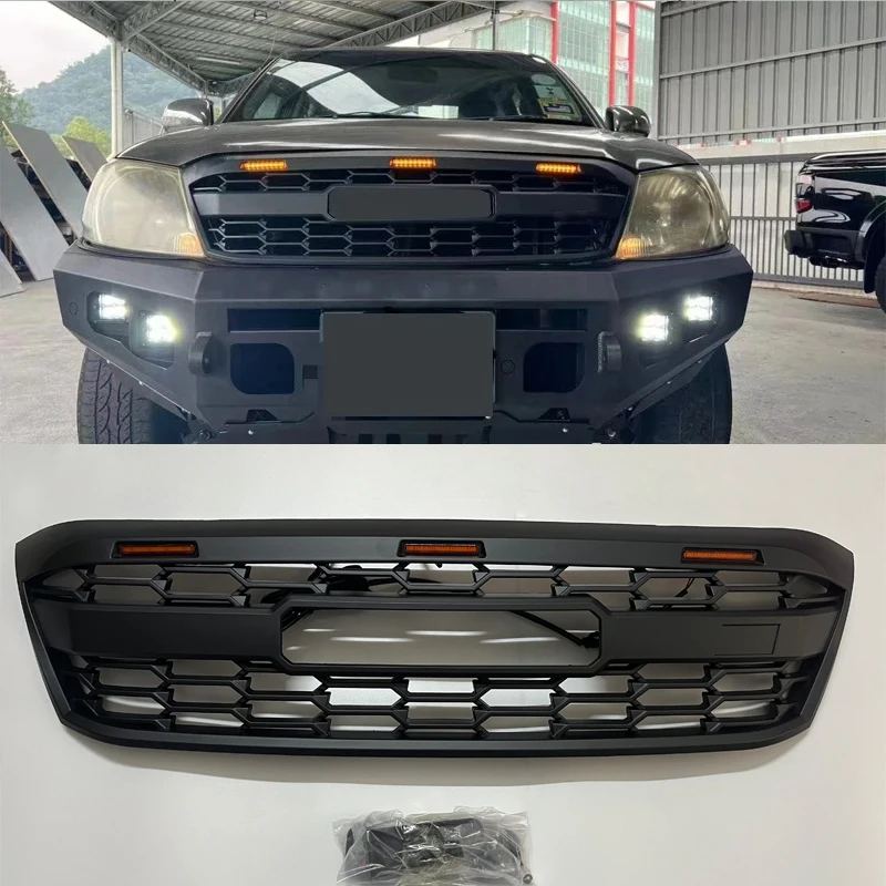 

LED Front Grill For Hilux Vigo 2005 2006 2007 2008 2009 2010 2011 Modified Grille Racing Grills Front Bumper Mask Mesh Cover