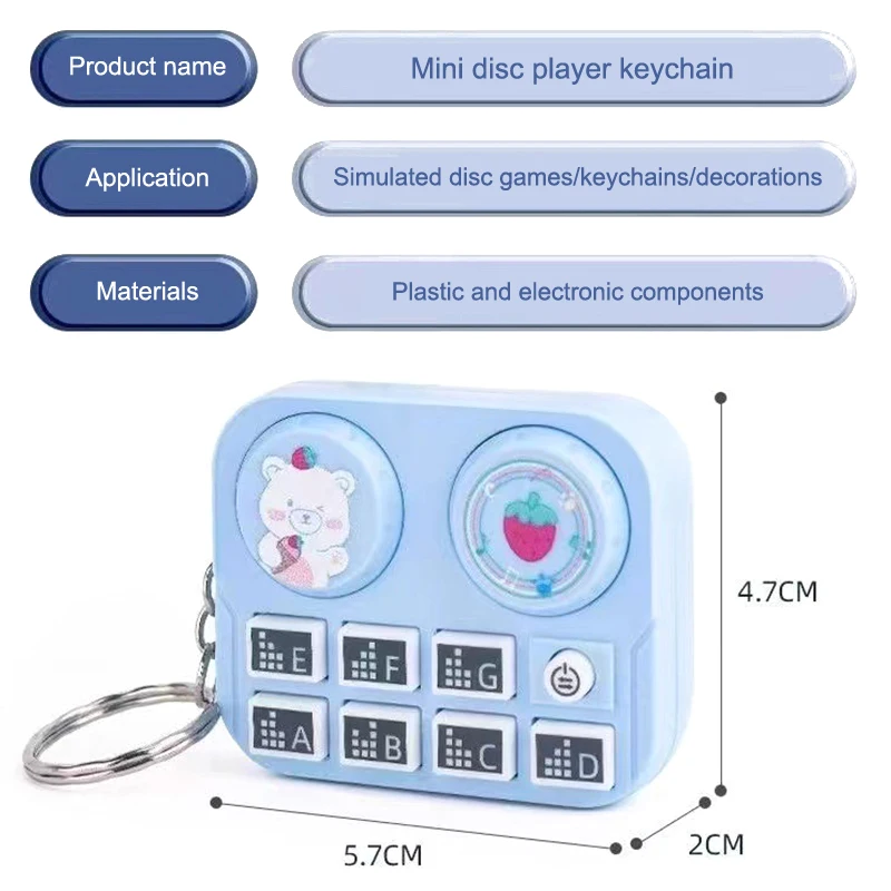 Funny Mini Rhythm Instrument Turntable Pendant Toy Decompression Animal DJ Toys Gift