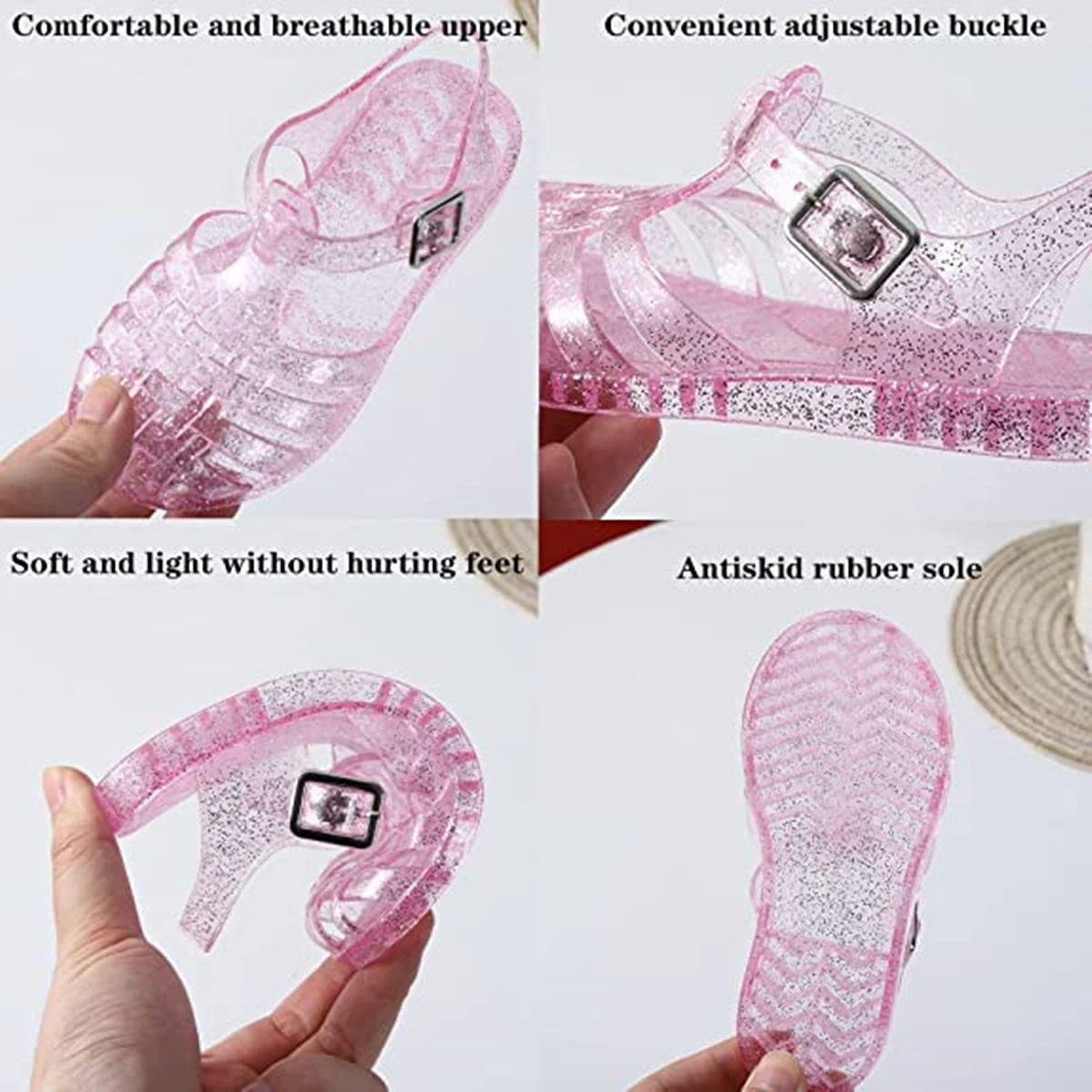 Summer Fashion Toddler Girls Jelly Sandals Soft Sole Closed Toe Kids Girl Beach Shoe Roman Sandal Children Shoes
