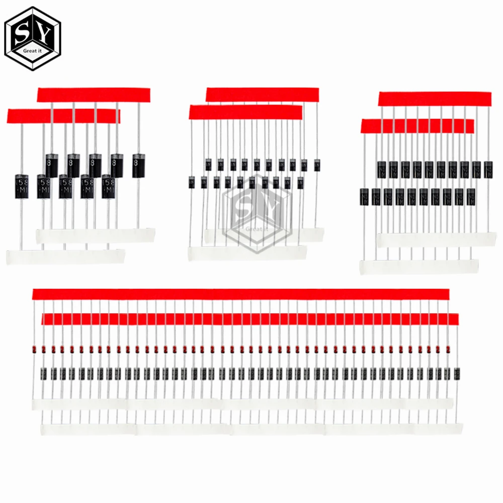 Fast Switching Schottky Diode kit set 1N4148 1N4007 1N5819 1N5399 1N5408 1N5822 FR107 FR207,8values=100pcs,Electronic Components