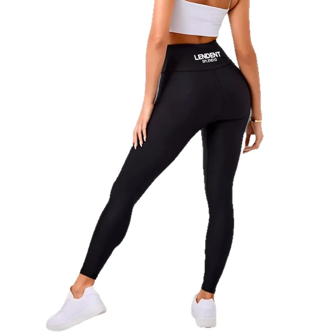 Pantalon brillant taille haute pour femmes, lettres serrées, estampage à chaud, sport, Fitness, Yoga, neuf points, élégant, entraînement, course à pied, Leggings longs
