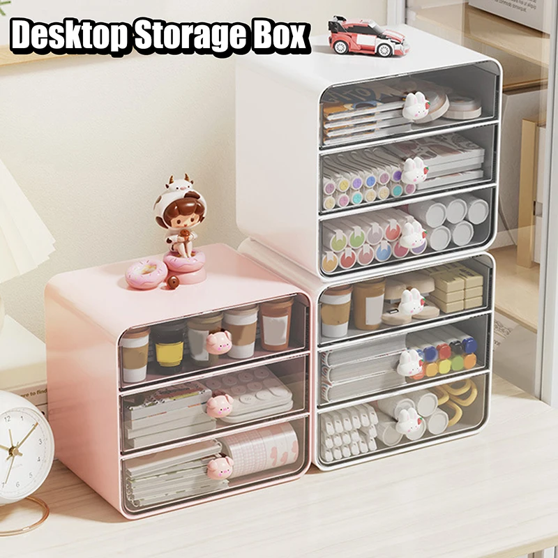 Desktop Drawer Box Desk Pen Holder Hair Accessories Storage Shelf Cosmetic Stationery Storage Box Home School Office Organizer