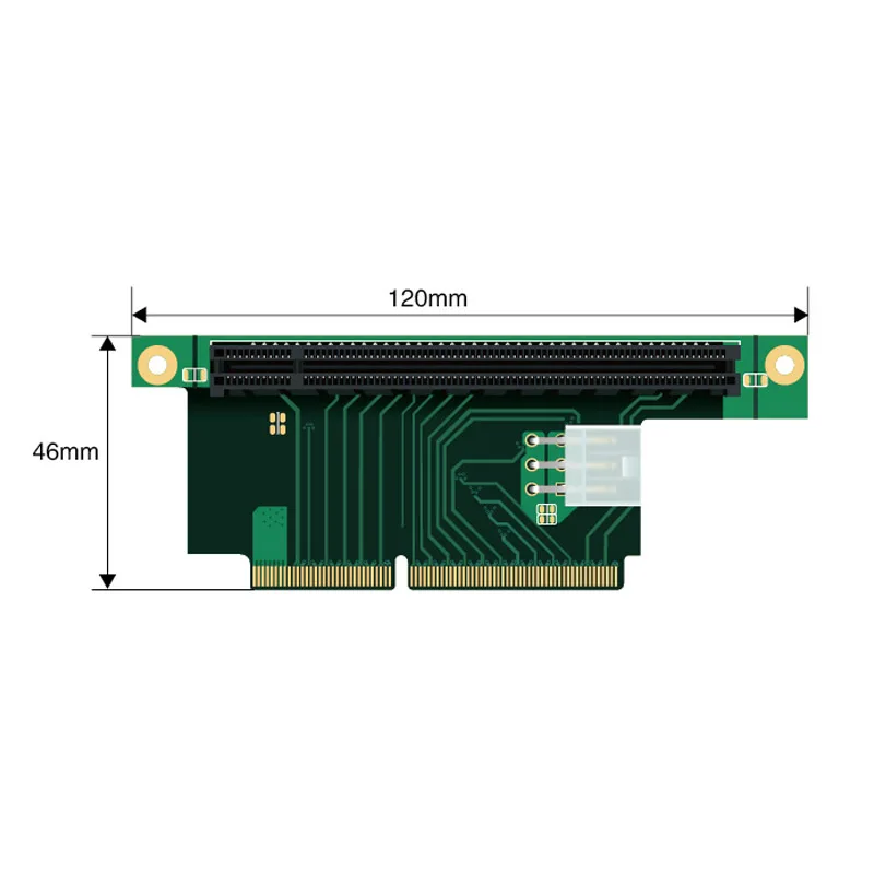 Нестандартный 16 штекеров на стандартный 16x PCI Express гнездо под прямым углом 90 °   Карта адаптера с 6-контактным питанием для расширения оборудования ПК