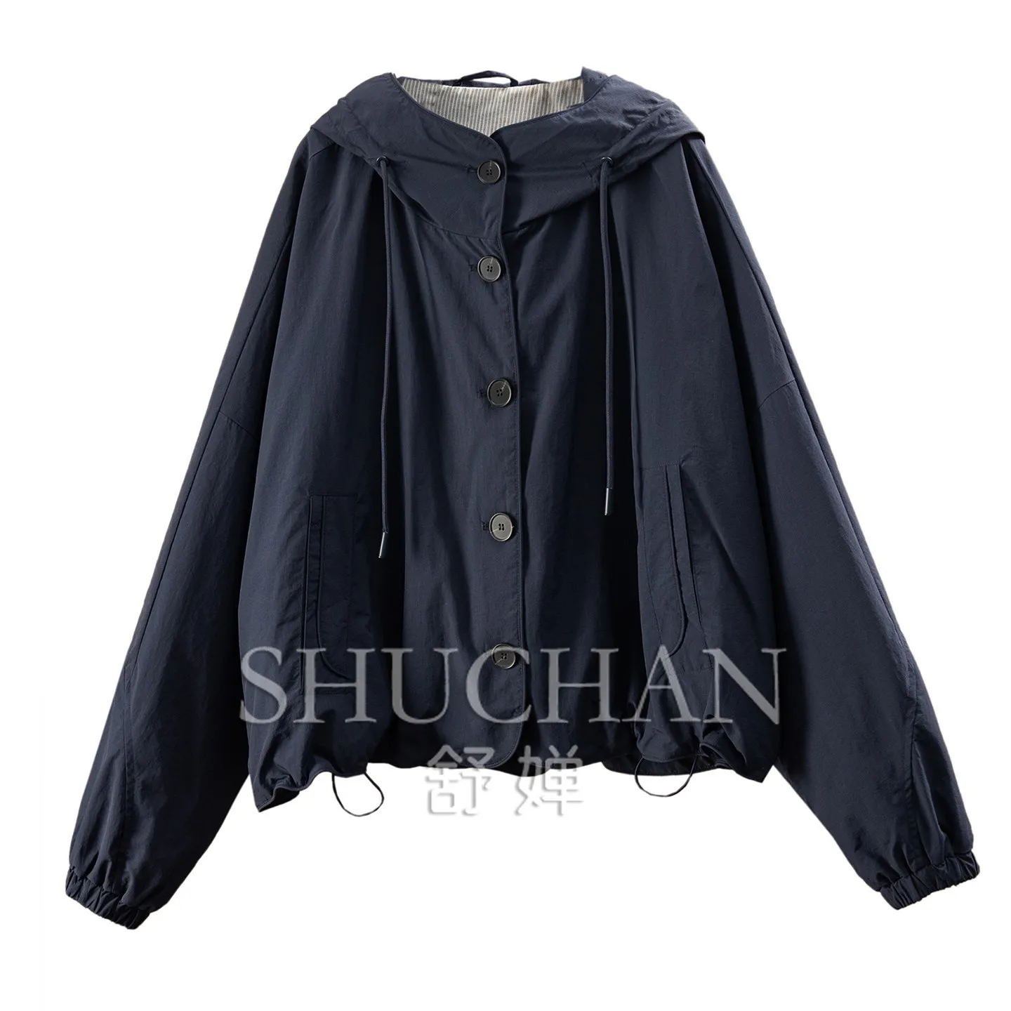 Light Outdoor Windproof Hooded Casual Bat Sleeve Windbreaker Jacket Women's 78W6 Casaco Feminino