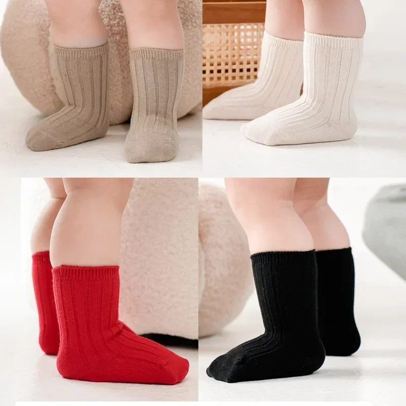 1 пара детских носков, носки для новорожденных мальчиков, От 0 до 2 лет, детские вязаные мягкие детские носки из чистого хлопка на весну и осень для девочек
