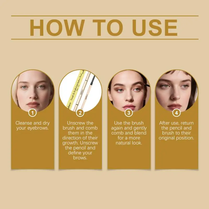 Waterproof Brown Eyebrow Pencil 2 in  Rotating Long Lasting for  Natural Look and All Day Wear
