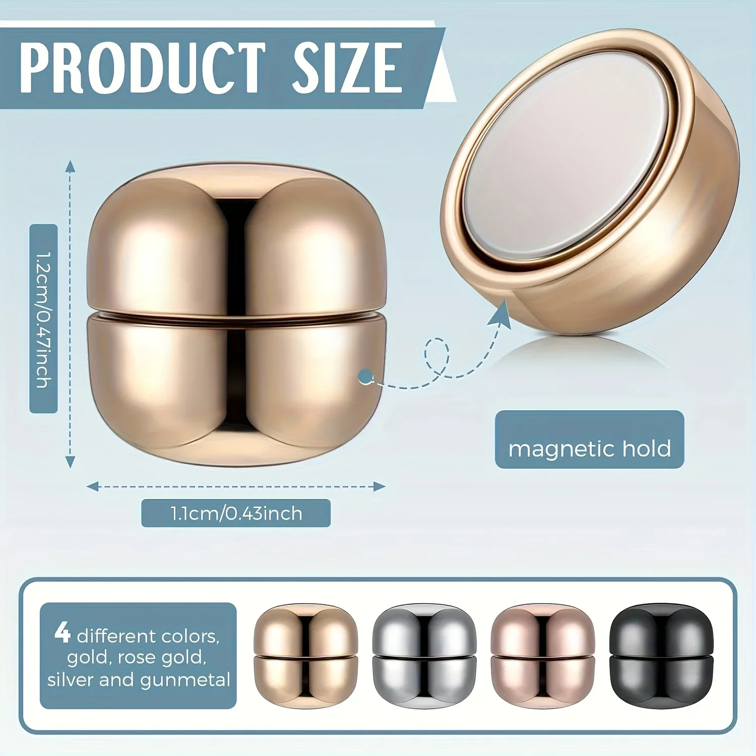 4-teiliges Set mit magnetischen Haarnadeln, Haarnadeln für Damen-Kopftücher, vielseitig einsetzbare Kleidungsmagnete, runde Clips – Detail 3
