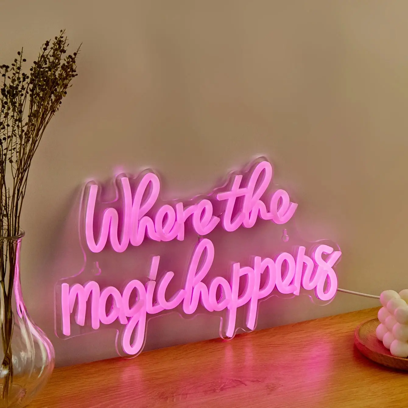 Chi-buy LED Neon Magic Happens USB Powered Neon Signs Decor Lamp Signs Birthday Gift Wall Art For Bedroom Room Bar Shop