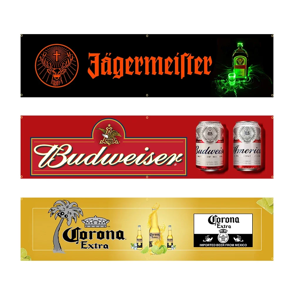 60*240 Various wine brands Banner Flag Polyester Printed Garage or Outdoor Decoration Tapestry