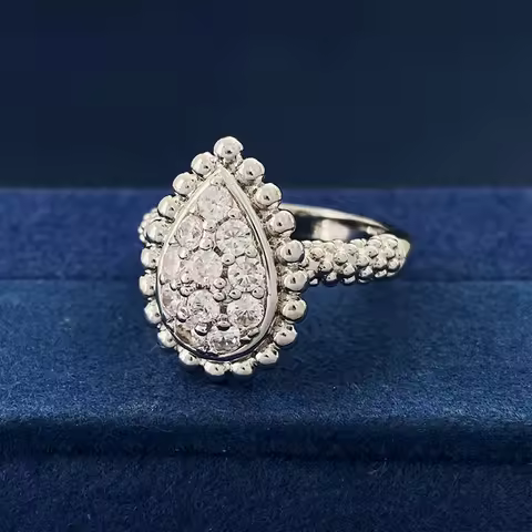 Top Quality Classic Water Drop Style Ring Silver Gold Color AAA+ Zircon Match Rings For Women Fashion Jewelry