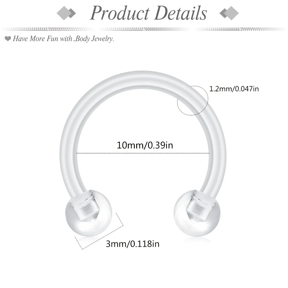 Clear Nose Ring Bioflex Stud Retainer