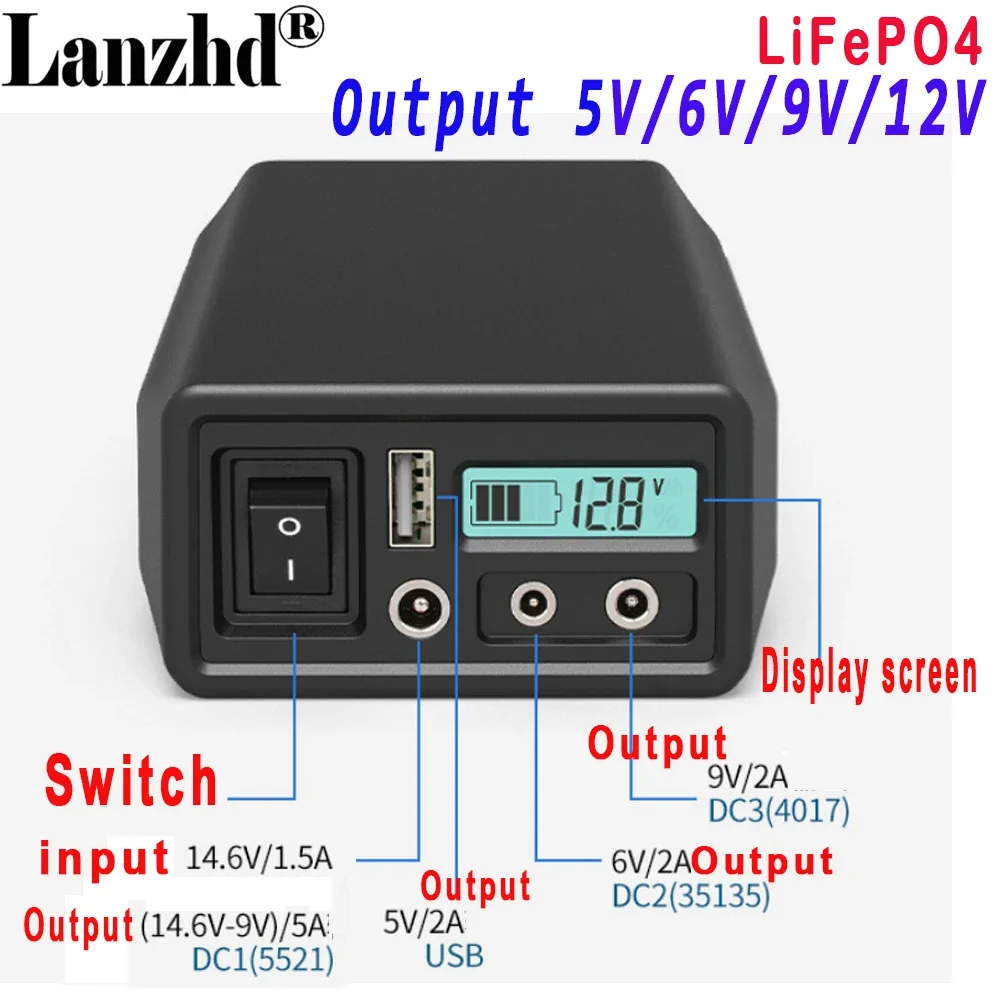 LiFePO4 Lithium iron phosphate battery For 5V 6V 9V 12V mobile power supply Audio LED light with battery rechargeable battery