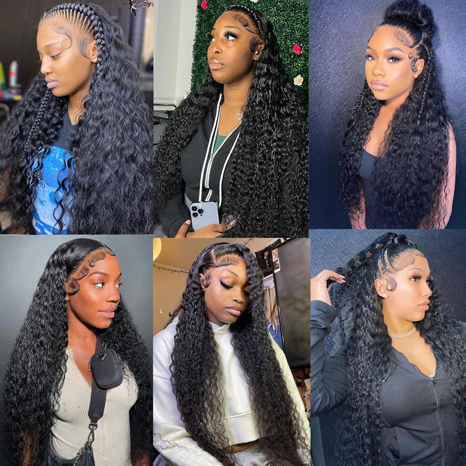 13x6 Water Wave Lace Front Curly Human Hair Wigs For Women Glueless Pre Plucked 30 34 Inch Deep Wave 13x4 Hd Lace Frontal Wig