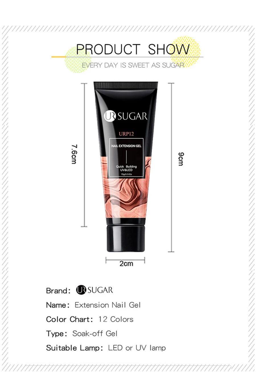 UR SUGAR 15 ml Quick Nail Extension Gel Nude Pink Milky White Color Gel Nagellack Semi Permanent Lack UV LED Gel Soak Off – Detail 2