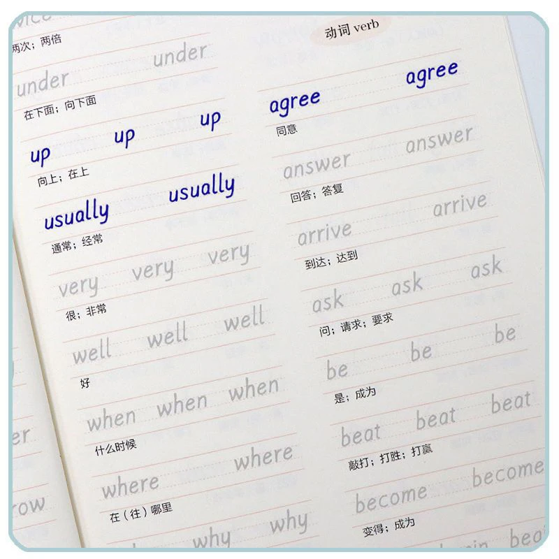 3 Books/Set English Italic Groove Practice Copybook Handwriting Practice Calligraphy Book English Alphabet Word Reusable Gif