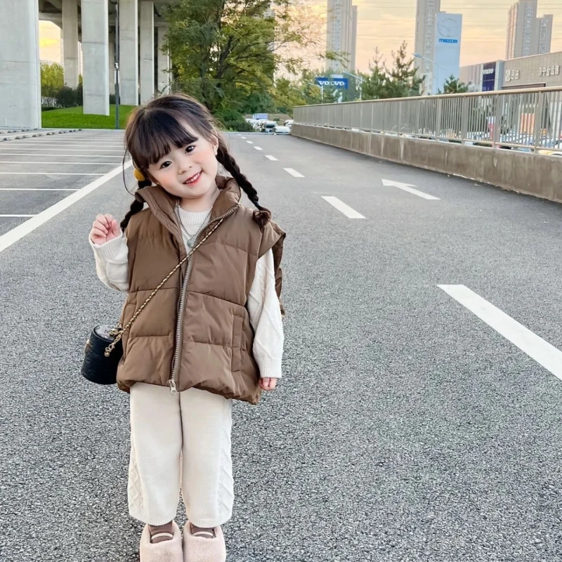 

Girls Undershirt Cotton Clothing 2023 Fall and Winter Korean Thickened Cotton Clothing Female Baby Waistcoat Cotton Suit