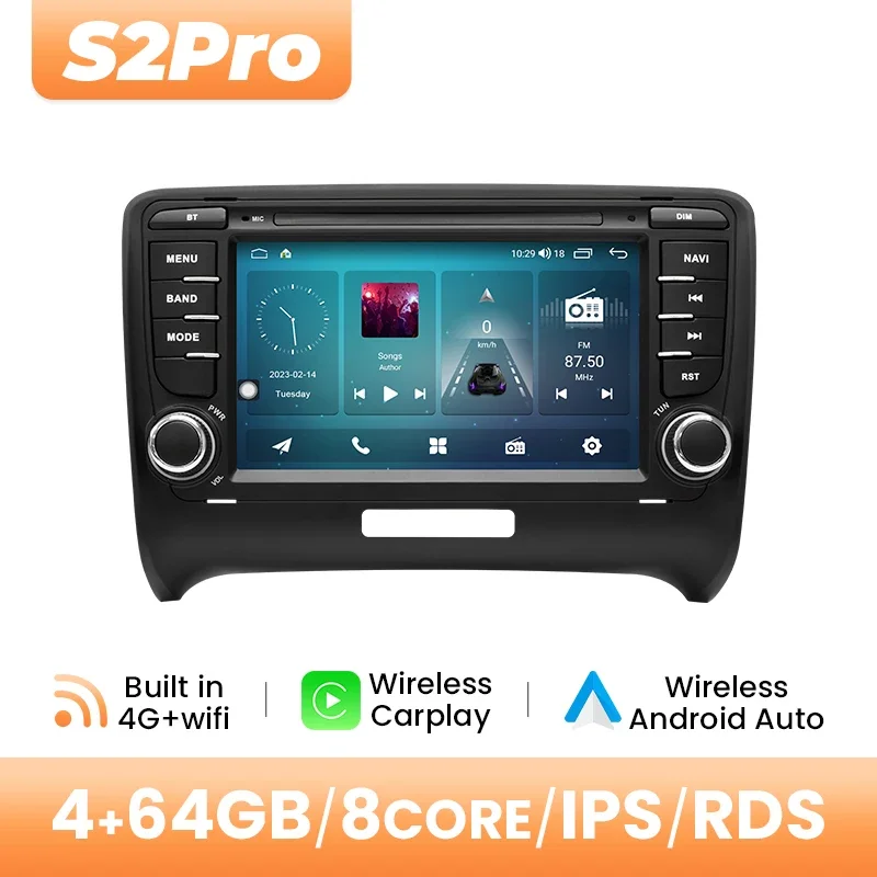 Draadloze Carplay 8GB 128GB Autoradio Multimedia Voor AUDI TT MK2 8J 2006 2007 2008 2009 2010 2011 2012 Navigatie Bose DSP 4G Wif