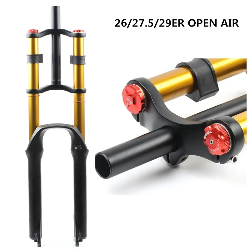 2024HIMALO bicycle fork 26/27.5/29er MTB Suspension Air Fork Magnesium Alloy Double Shoulder Air Oil Lock Straight Downhill fork