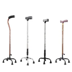 4 Legged Aluminum Alloy Crutches for Elderly People Anti Slip Crutches Adjustable Height Crutches Stainless Steel Crutches