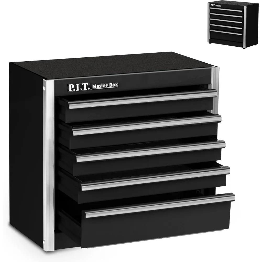 

Mini Black Tool Box, Portable 5-Drawer Micro Roll Cab Steel Stackable Tool Box with Liner, Black Small Tool Case