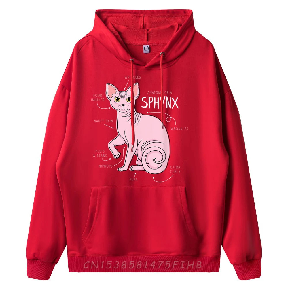 Anatomy of a Sphynx Funny Cat Graphic Shirts Men DURABLE Hoodie St Patrick's Day New In Hoodies & Sweatshirts Long Sleeve