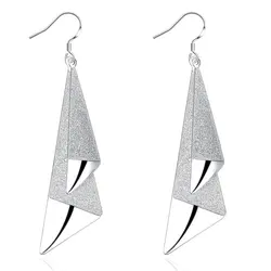 925 Sterling Silver Charm Fine 79MM Frosted Long Earrings For Women Fashion Wedding Gift Jewelry Wholesale