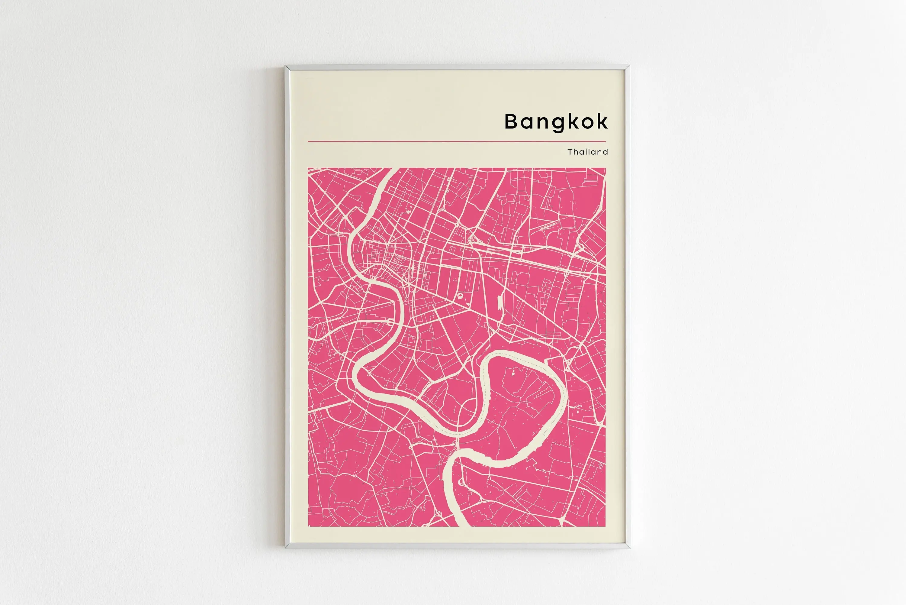 City Maps Posters and Prints Pink White Bangkok Hamburg Chicago San Francisco Tokyo Canvas Painting Dorm Office Home Decor