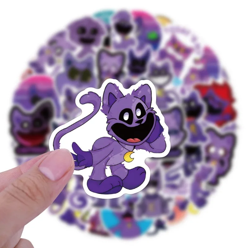 Catnap Purple Sleepy Cat Graffiti Adesivo, Copo De Água, Bagagem, Laptop, Telefone Móvel, Carro, Geladeira, Decoração, 55Pcs