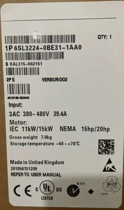 

Brand New Original 6SL3224-0BE31-1AA0 6SL3224 0BE31 1AA0 Fast Delivey