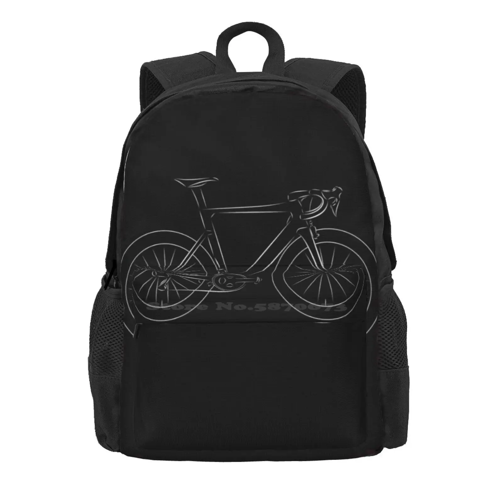 Road Bicycle Line Art White Hot Sale Schoolbag Backpack Fashion Bags Line Art Simple Curved Lines Aero Road Bicycle Aero Road