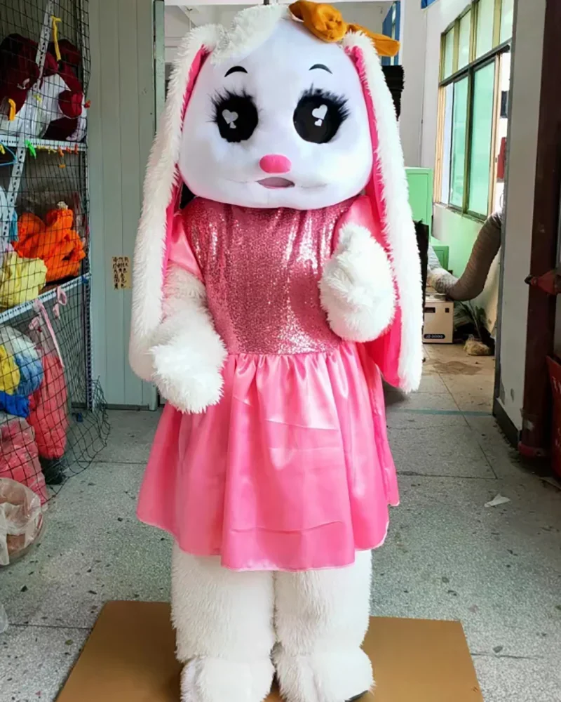 

Костюм кролика с длинными ушами, милый пасхальный кролик, маскот для взрослых, для Хэллоуина, Рождества, вечеринок, костюм-кукла для мероприятий