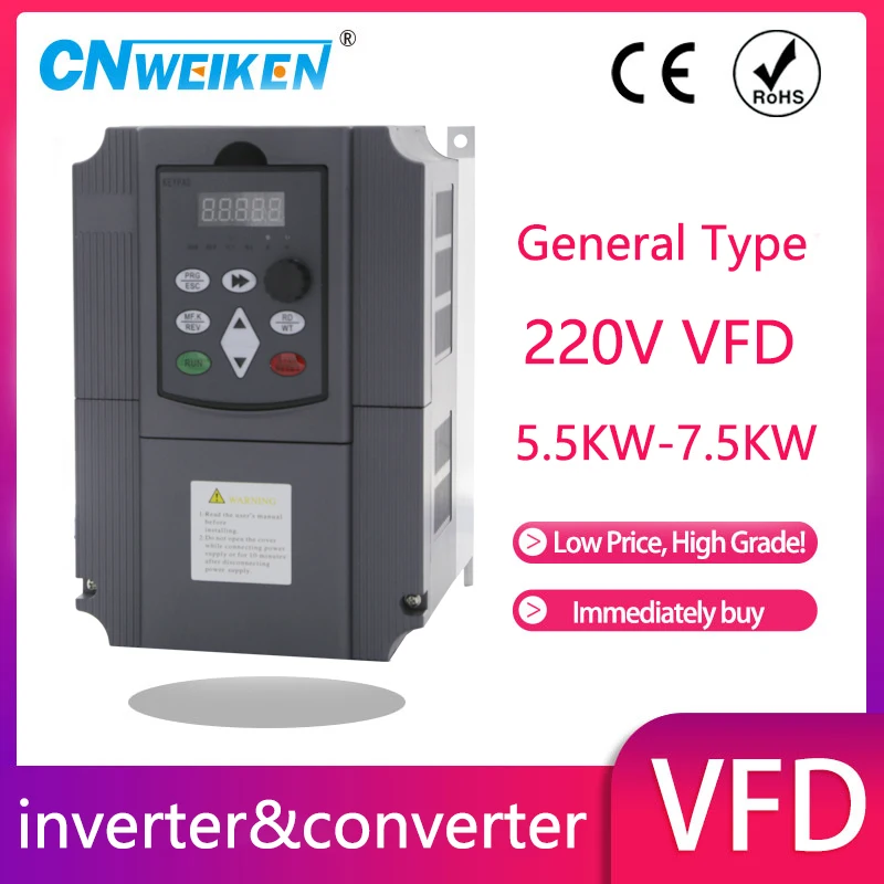 Imagem -02 - Vfd 2.2kw 3kw 4kw 5.5kw 7.5kw Entrada e Saída Monofásica Fases 220v 380v Inversor de Frequência para Máquina de Gravura