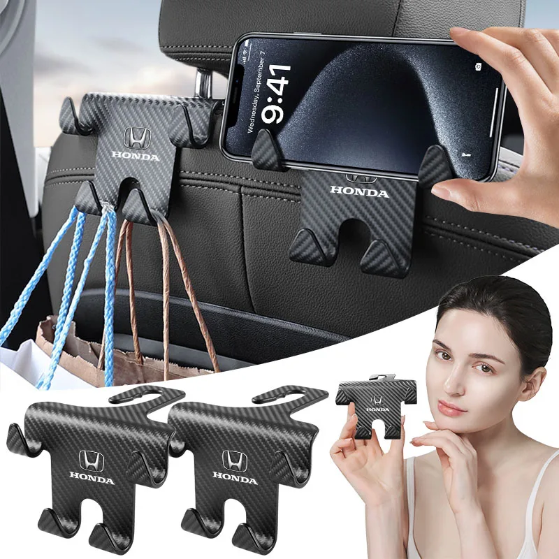 1/2PCS Multi-Purpose Car Seat Headrest Hook Mobile Phone Holder For Honda Civic Fit Jazz Accord Pilot Passport Stepwgn CRV BRV