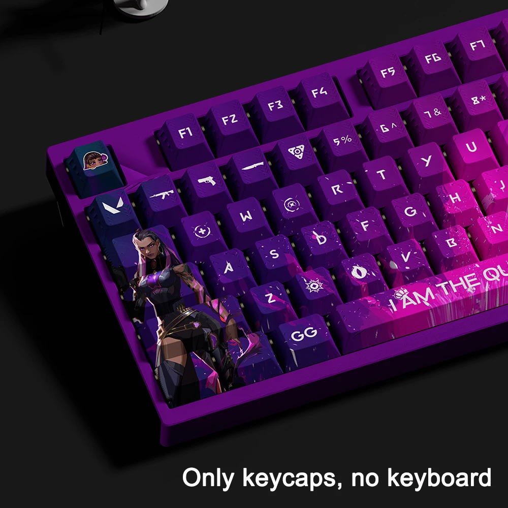 Valorant keycaps Full Set/75% Jett Clove Reyna Sage Cherry Profile Transparent/Opaque Standard PBT Dye Sub Keycaps Game keycaps