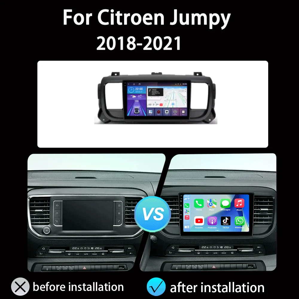 Car Radio Android 16 Carplay For Citroen Jumpy III 3 SpaceTourer 1 For Peugeot Expert 3 2016 2017 2018 - 2021 Multimedia Player