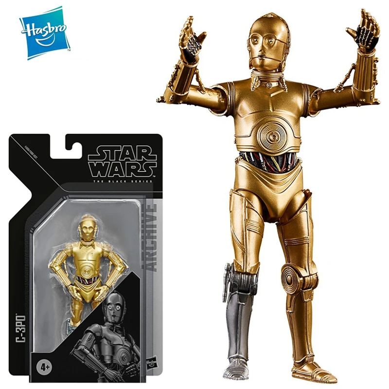 Hasbro-figura de acción de Star Wars, C-3PO de archivo de la serie negra, Escala de 6 pulgadas, modelo de juguete