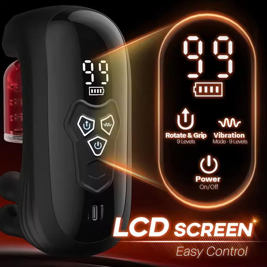 Male Masturbator Sex Toys for Men 360° Licking Glans Mens Vibrator 9 Rotating Clamping Vibrating Modes Adult Sex Toy for Couples - view 4