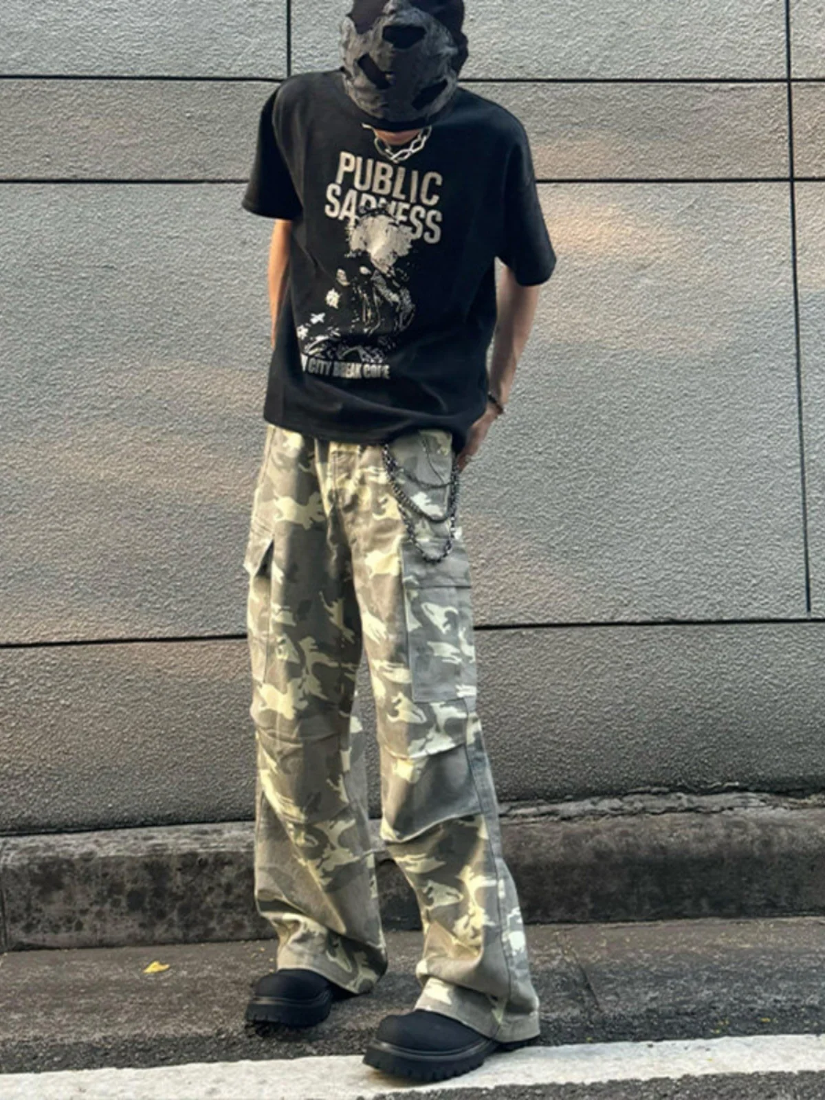 

Американские камуфляжные рабочие брюки в стиле ретро, мужские свободные широкие прямые повседневные брюки, модные осенние хлопковые полиэстеровые брюки