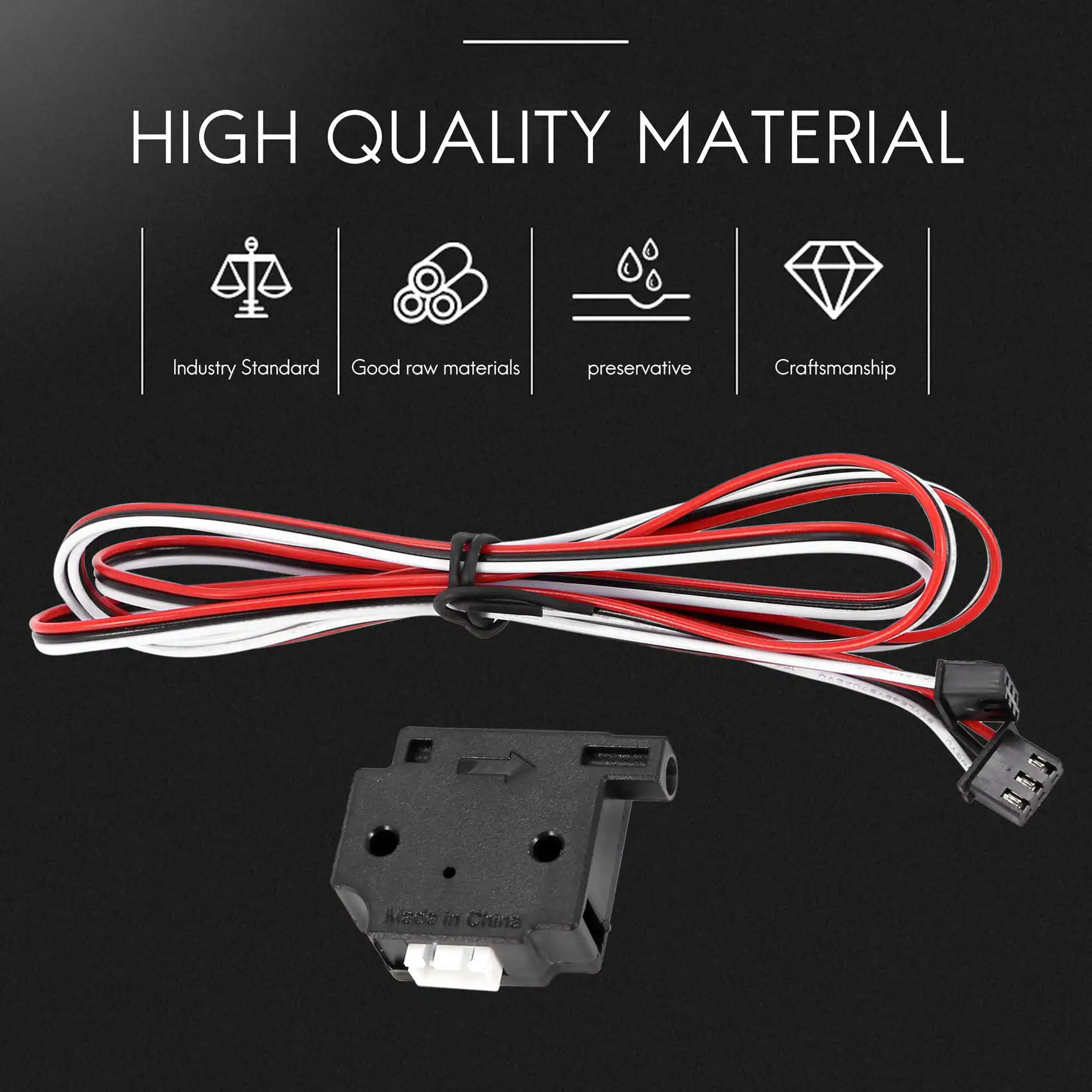 #073O 3D Printer Filament Detection Module with 1M Cable For Ender 3 CR10 (black)