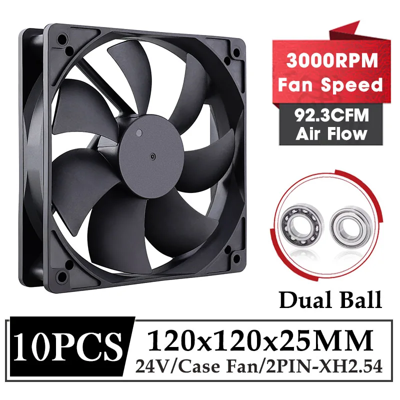 

10Pcs/Lot Gdstime 120MM Fan DC 24V 3000RPM High Speed Cooler 120MM*25MM Cooling Fan 12CM Computer CPU Radiator Fan 12025 Case Fa