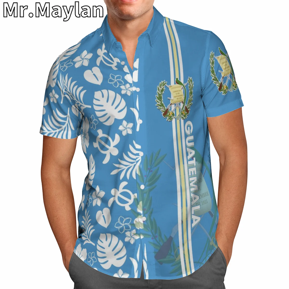 PERSONALIZED Guatemala 3D Printed Hawaiian Summer Beach Men Shirts Short Sleeve Shirt Streetwear Oversized 5XL Chemise Homme H75