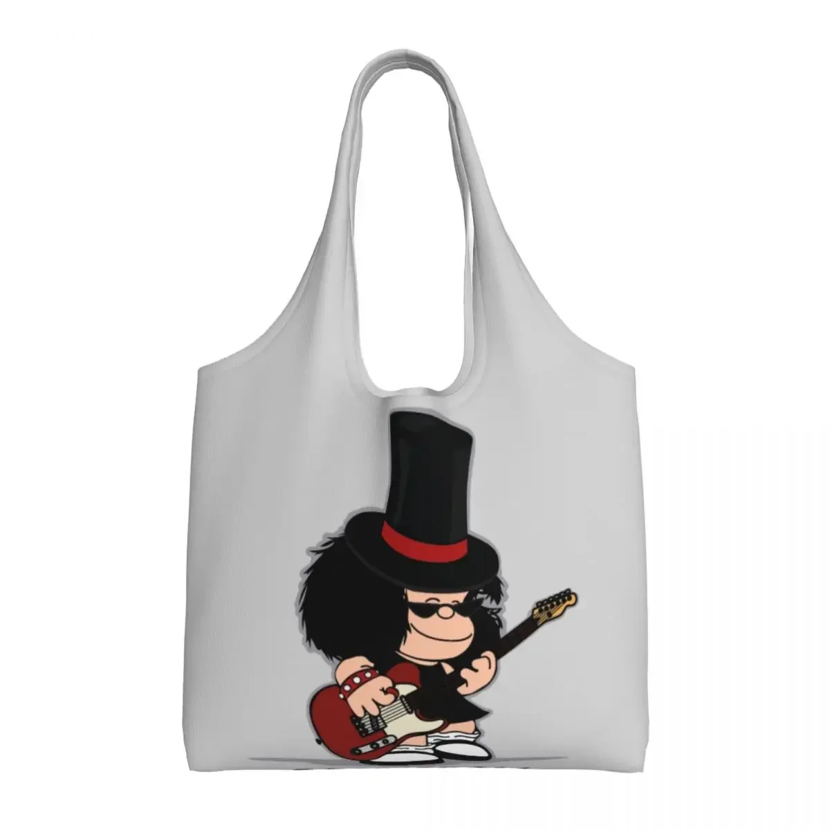 

Пользовательские комиксы Mafalda Rock Guitar Сумка для покупок Многоразовая сумка для покупок с героями мультфильмов Quino Manga Холст Бакалея Сумка-шоппер на плечо Сумки