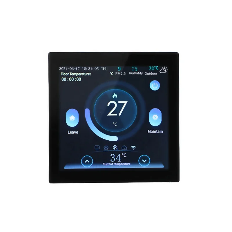 

Colorful Touch Screen Room Black Thermostat WIFI Thermostat for Gas Boiler