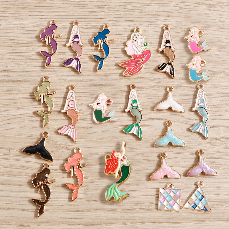 Tusember 10 Stück Charms Niedliche Emaille Ozean Fischschwanz Meerjungfrau Charm Anhänger für Schmuckherstellung Ohrringe Halskette Zubehör Versorgung – Detail 1