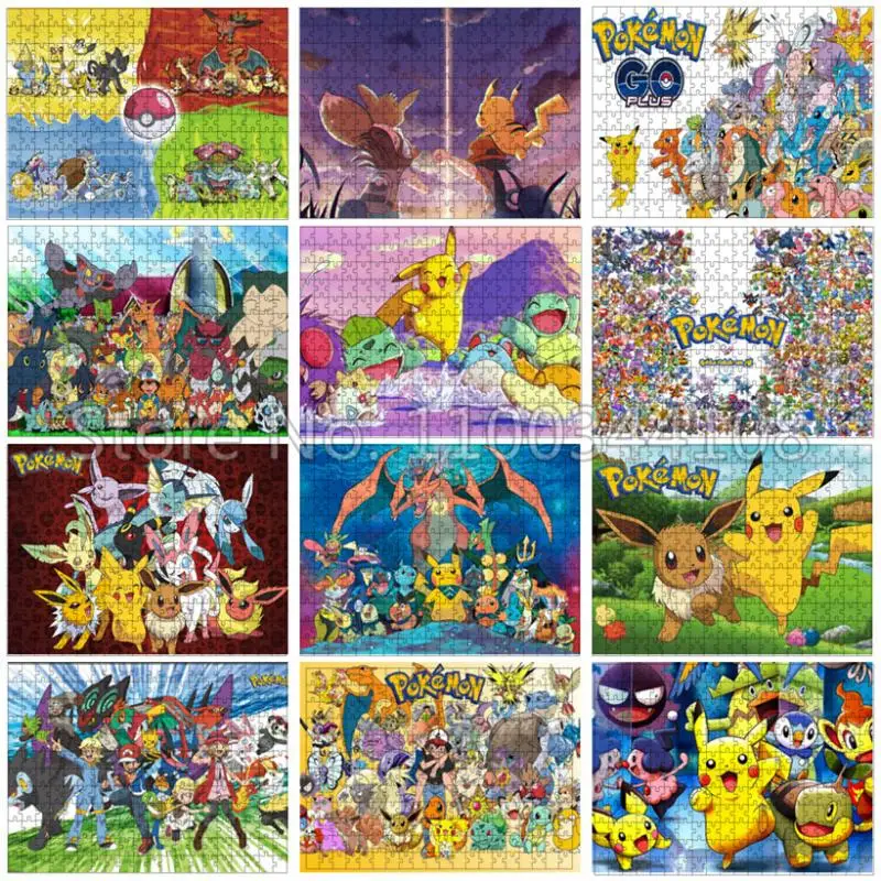 

Пазл с изображением Покемона Пикачу, 300/500/1000 шт., пазлы с героями мультфильмов, аниме, изображение, декомпрессионные игрушки для взрослых, детские развивающие игры