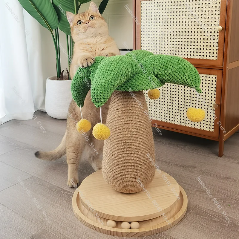 Sturdy Palm Tree Cat Scratching Post No-Shedding Natural Sisal Durable Large Pet Activity Center For Indoor Cats Kitten Climbing