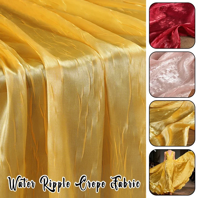 

100cm Creative Irregular Water Ripple Crepe Fabric for Shirt Dress Wide-Leg Pants DIY Sewing Wrinkled Texture Breathable Fabric