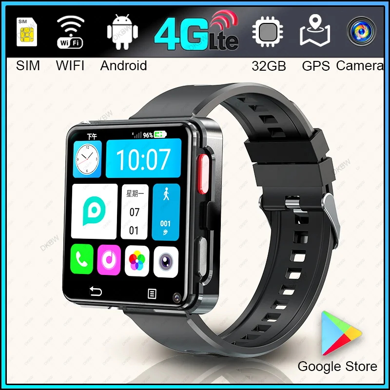 4G LTE Smartwatch หน้าจอขนาดใหญ่ 2.64 นิ้ว GPS ในตัวกล้องคู่และ 4G/WIFI การเข้าถึงเครือข่าย 2024 ซิมการ์ดสมาร์ทนาฬิกาผู้ชายผู้หญิง