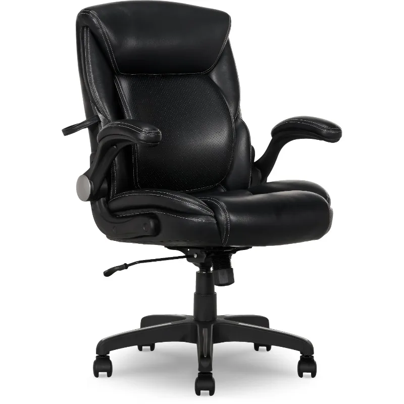 

Air Lumbar Bonded Leather Manager Office Chair, Black，memory foam，comfortable ，5 Caster wheels