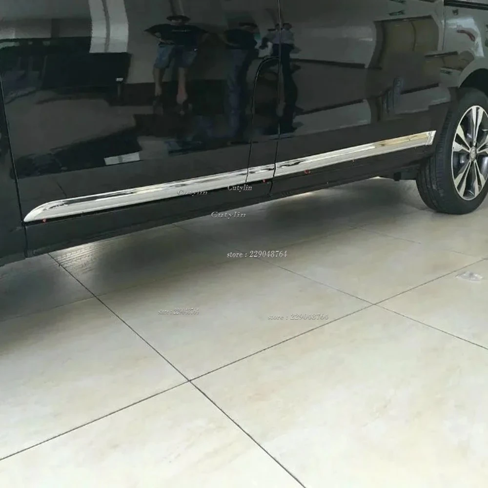 For Mercedes-Benz Vito W447 2016-2020 Car styling detector Stainless Steel chrome Side Door Body Cover trim sticks Strip Molding